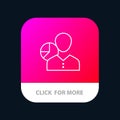 Graph, Chart, Data, Employee, Manager, Person, Statistics Mobile App Button. Android and IOS Line Version Royalty Free Stock Photo