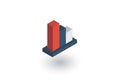 Graph chart decline, fall market stock bar isometric flat icon. 3d vector Royalty Free Stock Photo