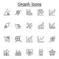 Graph, chart, diagram icon set in thin line style