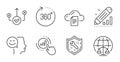 Graph chart, Good mood and Edit statistics icons set. Spanner, 360 degrees and File storage signs. Vector