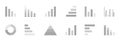 Graph chart gray icons set. Annual report presentation. Business data statistic. Financial bar sign. Pie chart diagram Royalty Free Stock Photo