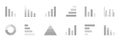 Graph chart gray icons set. Annual report presentation. Business data statistic. Financial bar sign. Pie chart diagram