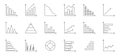 Graph chart line icons set. Business data statistic. Infographic template. Annual report presentation. Financial bar Royalty Free Stock Photo
