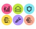 Graph chart, Mail and Escalator icons set. 24h service, Security and Messenger mail signs. Vector