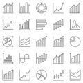 Graph and Chart outline icons - vector Statistics symbols