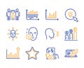 Graph chart, Prescription drugs and Face accepted icons set. Partnership, Diagram chart and Dot plot signs. Vector