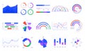 Graph charts. Colorful diagrams, statistics dashboard chart and infographic elements vector set. Stock market analytics Royalty Free Stock Photo