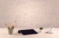 Graph charts and designer office desk