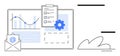 Data Analysis, Checklist, and Email Concept with Graph and Settings Gear for Productivity Themes Royalty Free Stock Photo