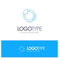 Graph, Circle, Pie, Chart Blue outLine Logo with place for tagline Royalty Free Stock Photo