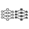 Graph with circle, square and triangle line and solid icon, neural network concept. Vector graphics. Decision tree, grid