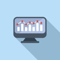 Graph computer chart icon flat vector. Online boost