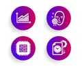 Graph, Cpu processor and Face verified icons set. Project deadline sign. Vector