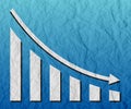 Graph with decrease report. Diagram with recession and bankruptcy progress. Business and finance. crumpled texture Royalty Free Stock Photo