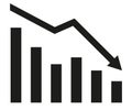 Graph with decrease report. Diagram with recession and bankruptcy progress. Business and finance vector Royalty Free Stock Photo