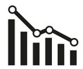 Graph with decrease report. Diagram with recession and bankruptcy progress. Business and finance vector Royalty Free Stock Photo