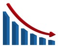 Graph with decrease report. Diagram with recession and bankruptcy progress. Business and finance vector Royalty Free Stock Photo