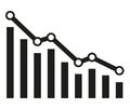 Graph with decrease report. Diagram with recession and bankruptcy progress. Business and finance vector Royalty Free Stock Photo