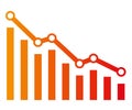 Graph with decrease report. Diagram with recession and bankruptcy progress. Business and finance vector Royalty Free Stock Photo
