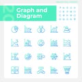 Graph and diagram gradient linear vector icons set Royalty Free Stock Photo