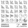 Graph and diagram line icon set, growth chart symbols collection or sketches. Analytical chart solid line linear style Royalty Free Stock Photo