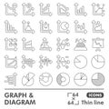 Graph and diagram line icon set, growth chart symbols collection or sketches. Analytical chart thin line linear style Royalty Free Stock Photo