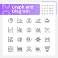 Graph and diagram linear icons set Royalty Free Stock Photo
