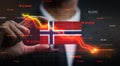 Graph Falling Down in Front Of Norway Flag. Crisis Concept Royalty Free Stock Photo