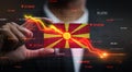 Graph Falling Down in Front Of Republic of Macedonia Flag. Crisis Concept Royalty Free Stock Photo