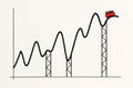 A graph in the form of a roller coaster with a trolley. Space for text. Royalty Free Stock Photo