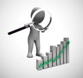 Graph going upwards means success and increased profits - 3d illustration Royalty Free Stock Photo