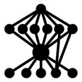 Graph with grid connections solid icon, neural network concept. Vector graphics. Data algorithm, deep learning sign on Royalty Free Stock Photo