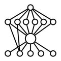 Graph with grid connections thin line icon, neural network concept. Vector graphics. Data algorithm, deep learning sign Royalty Free Stock Photo
