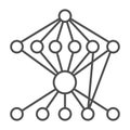 Graph with grid connections thin line icon, neural network concept. Vector graphics. Data algorithm, deep learning sign Royalty Free Stock Photo