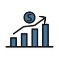 graph, growth chart line isolated vector icon can be easily modified and edit Royalty Free Stock Photo