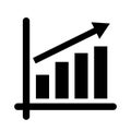 Graph icon of a rising silhouette. Vector.