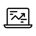 Graph laptop vector thin line icon Royalty Free Stock Photo