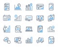 Graph line icons. Set of Chart presentation, Report and Increase growth graph icons. Vector