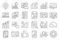 Graph line icons. Set of Chart presentation, Report and Increase growth graph icons. Vector