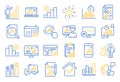 Graph line icons. Set of Chart presentation, Report and Increase growth graph icons. Vector