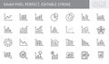 Graph line icons. Vector illustration include icon - data analysis, diagram, stat, histogram, economy outline pictogram