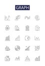 Graph line vector icons and signs. Chart, Diagram, Plot, Network, Curve, Map, Path, Model outline vector illustration Royalty Free Stock Photo