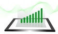 Graph mark up Green financial icons increase Stock up on a white background And abstract images, illustrations - vector