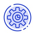 Graph, Marketing, Gear, Setting Blue Dotted Line Line Icon