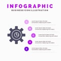 Graph, Marketing, Gear, Setting Solid Icon Infographics 5 Steps Presentation Background