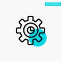 Graph, Marketing, Gear, Setting turquoise highlight circle point Vector icon