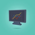 Graph on the monitor screen isometric icon. Simple color vector of science icons for ui and ux, website or mobile application Royalty Free Stock Photo