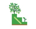 Graph of organic financial growth with a tree illustration view.