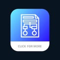 Graph, Paper, Process, Wireframe, Document Mobile App Button. Android and IOS Line Version Royalty Free Stock Photo