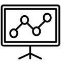 Graph Presentation Isolated Line Vector Icon that can be easily modified or edited. Royalty Free Stock Photo